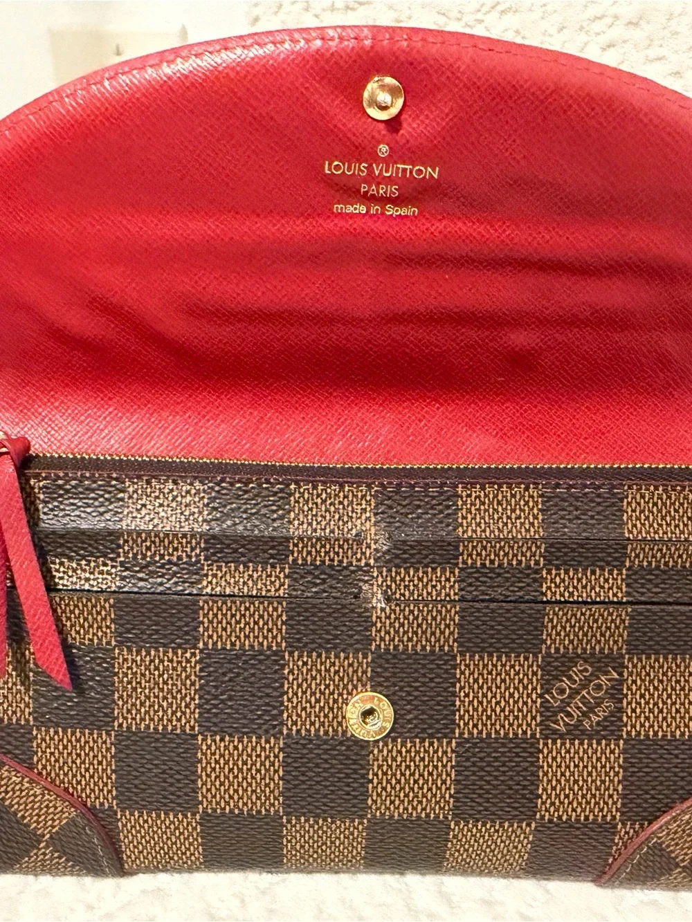 Louis Vuitton Caissa Wallet Damier with Red Interior